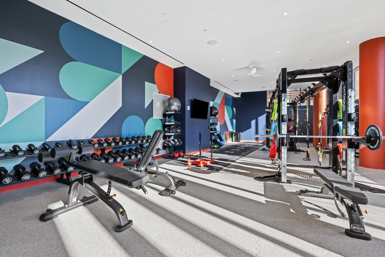 Dynamic Fitness Center with Rock Climbing Wall
